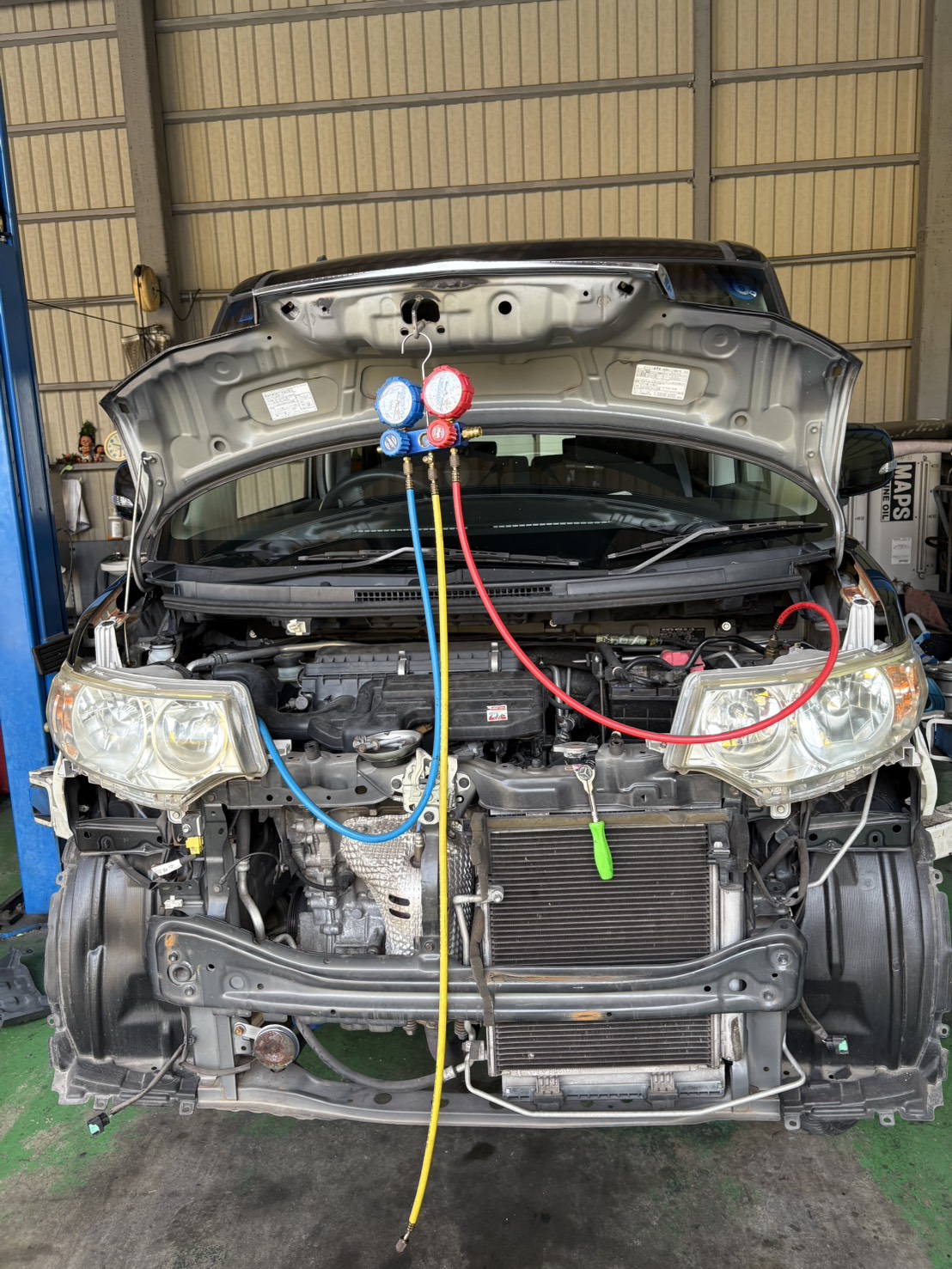 ダイハツ　L375S　タントカスタム　エアコン効かない　修理入庫　カーランドえひめ　愛媛県
